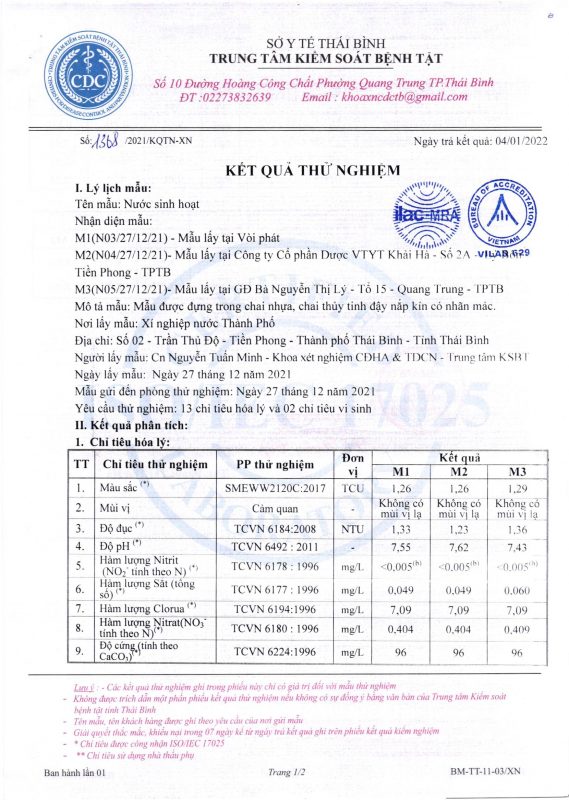 Công ty cổ phần nước sạch Thái Bình
