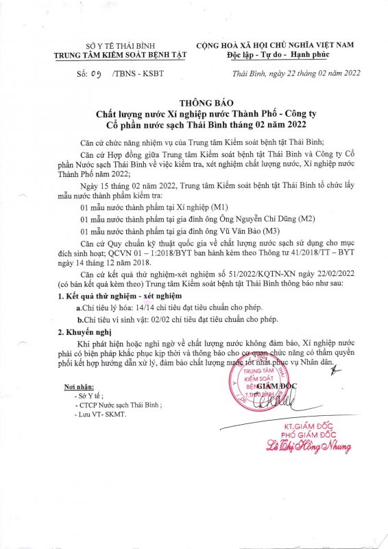 Công ty cổ phần nước sạch Thái Bình