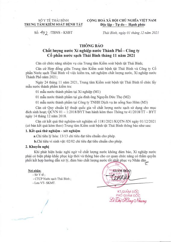 Công ty cổ phần nước sạch Thái Bình