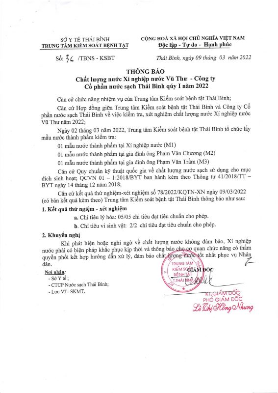 Công ty cổ phần nước sạch Thái Bình