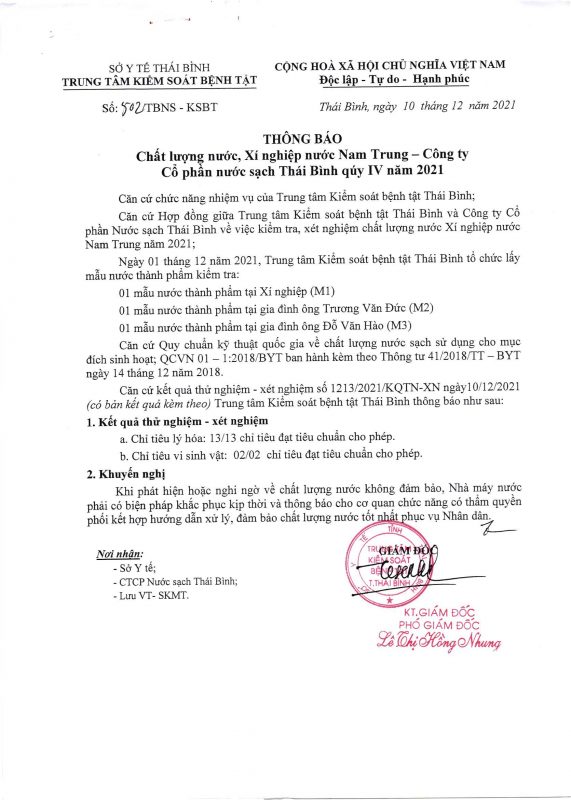 Công ty cổ phần nước sạch Thái Bình