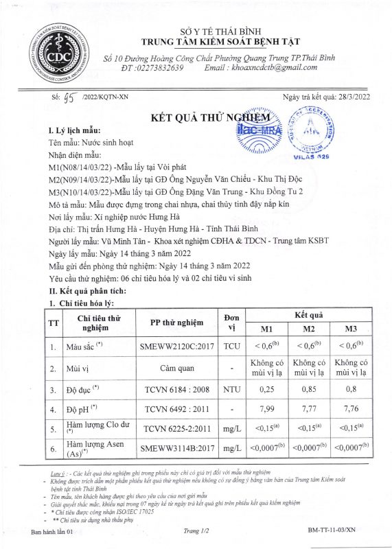 Công ty cổ phần nước sạch Thái Bình