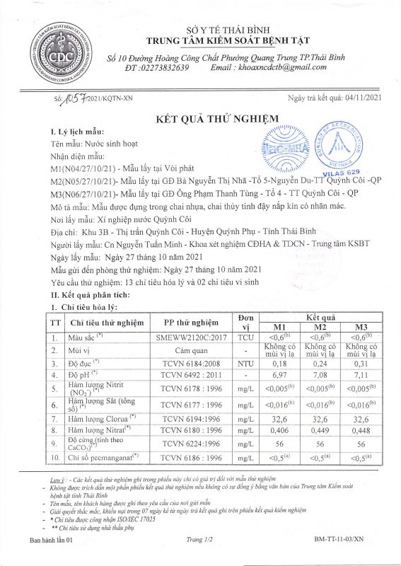 Công ty cổ phần nước sạch Thái Bình